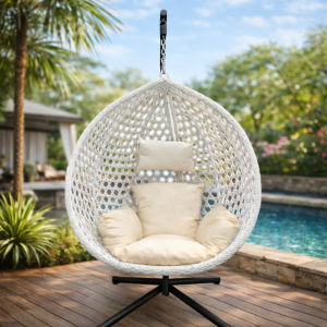 6210 White Foldable Nest Egg Chair with Cushion