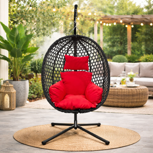 6407 Black Foldable Nest Egg Chair with Cushion