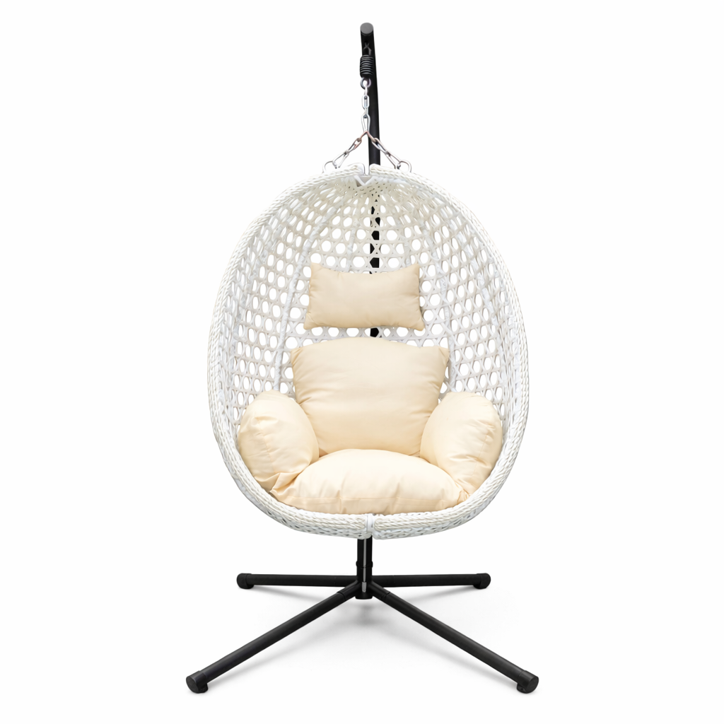 6407 White Foldable Nest Egg Chair with Cushion