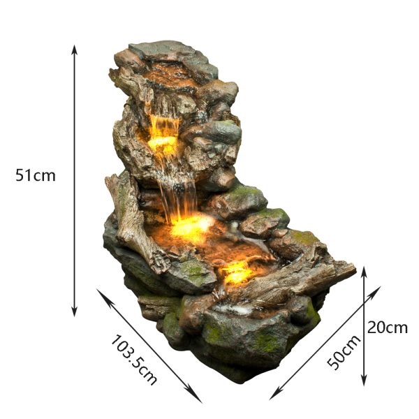 Cascade With Lights Water Feature with Size1