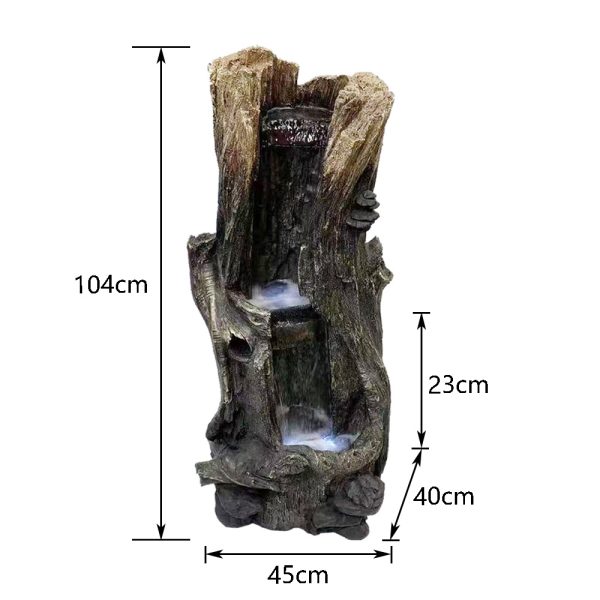 Tree Trunk Log Water Feature with Size
